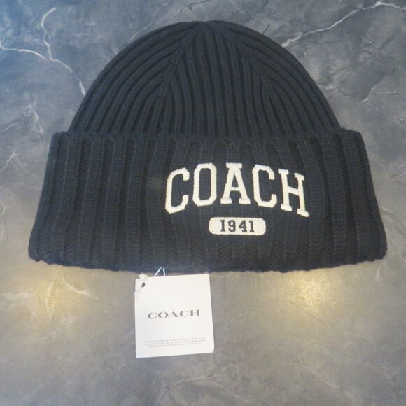 Coach Black 1941 Ribbed Knit Beanie – New With Tags – One Size (B2) - Picture 3 of 8